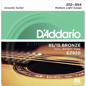 Комплект струн для акустической гитары D'Addario EZ920, Medium Light 12-54 EZ920 Струны для акустической гитары - фото 1017