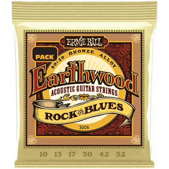 ERNIE BALL 3008 Earthwood 80/20 Bronze Rock&Blues 1 Pack 10-52 - Струны для акустической гитары Эрни Болл 3008 - фото 3845