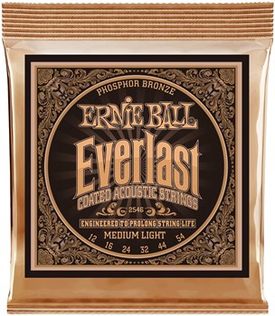 ERNIE BALL 2546 Everlast Coated Phosphor Bronze Medium Light 12-54 - Струны для акустической гитары P02546-1 - фото 8695