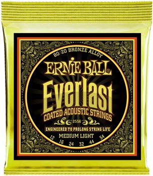 ERNIE BALL 2556 Everlast Coated 80/20 Bronze Medium Light 12-54 - Струны для акустической гитары P02556-1 - фото 8697