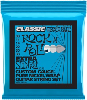 ERNIE BALL 2255 Classic Rock n Roll Pure Nickel Slinky Extra 8-38 - Струны для электрогитары P02255-2 - фото 8907