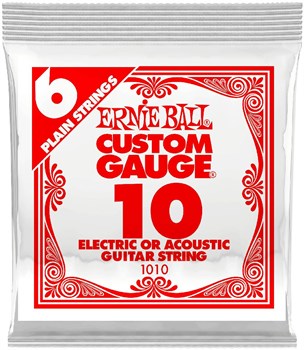 ERNIE BALL 1010 Plain Steel .010 - Струна одиночная для акустической и электрогитары P01010-1 - фото 9177