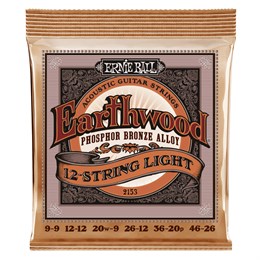 ERNIE BALL 2153 Earthwood Phosphor Bronze Light 9-46 - Струны для 12 струнной акустической гитары P02153