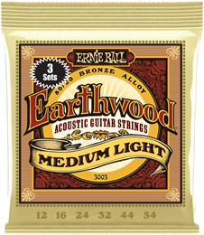 ERNIE BALL 3003 Earthwood 80/20 Bronze Medium Light 3 Pack 12-54 - Струны для акустической гитары P03003-1