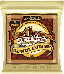 ERNIE BALL 3047 Earthwood 80/20 Silk and Steel Extra Soft 3 Pack 10-50 - Струны для акустической гитары P03047-1